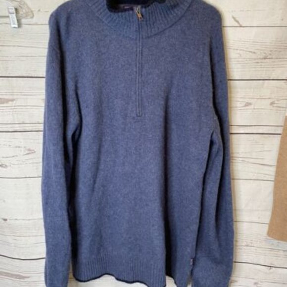 Patagonia Men's Wool Blend 1/4 Zip Mock Sweater Blue Extra Large Nice - Picture 5 of 7
